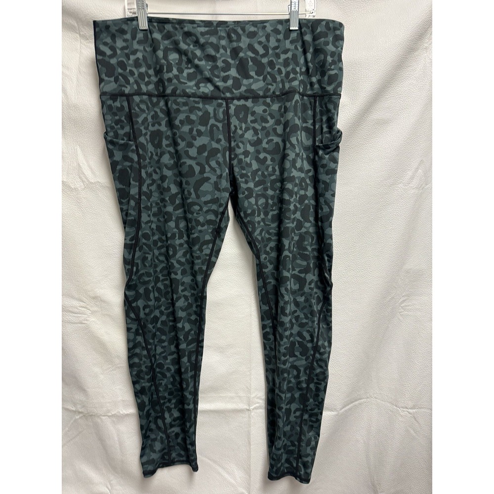 Woman's Plus Size Camouflage Print Leggings Green Xxxl Pocket Yoga Spandex